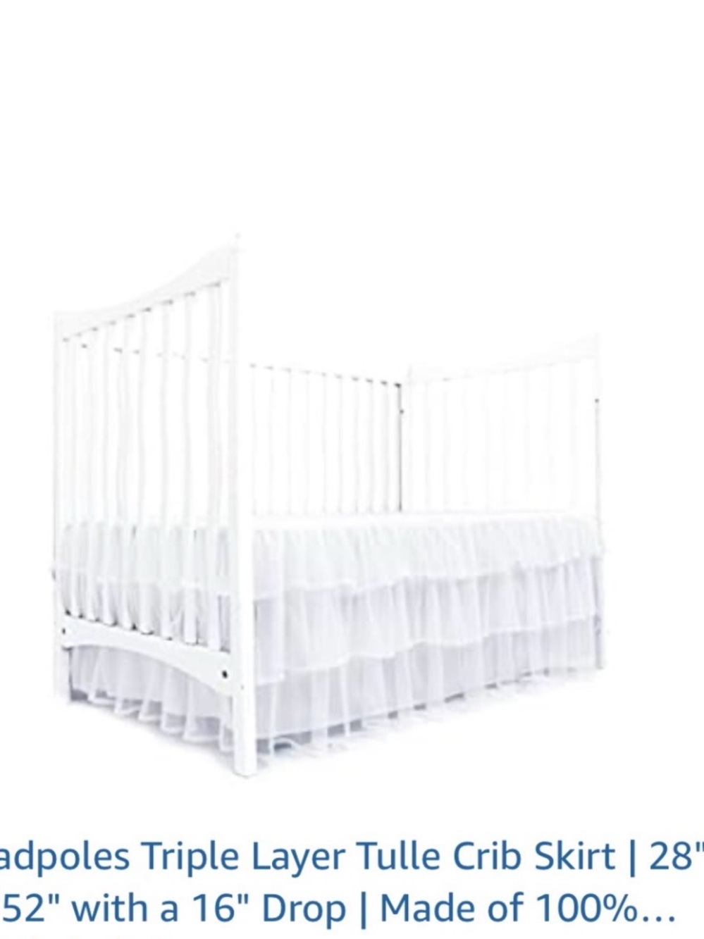 Triple-Layer White Tulle Crib Skirt